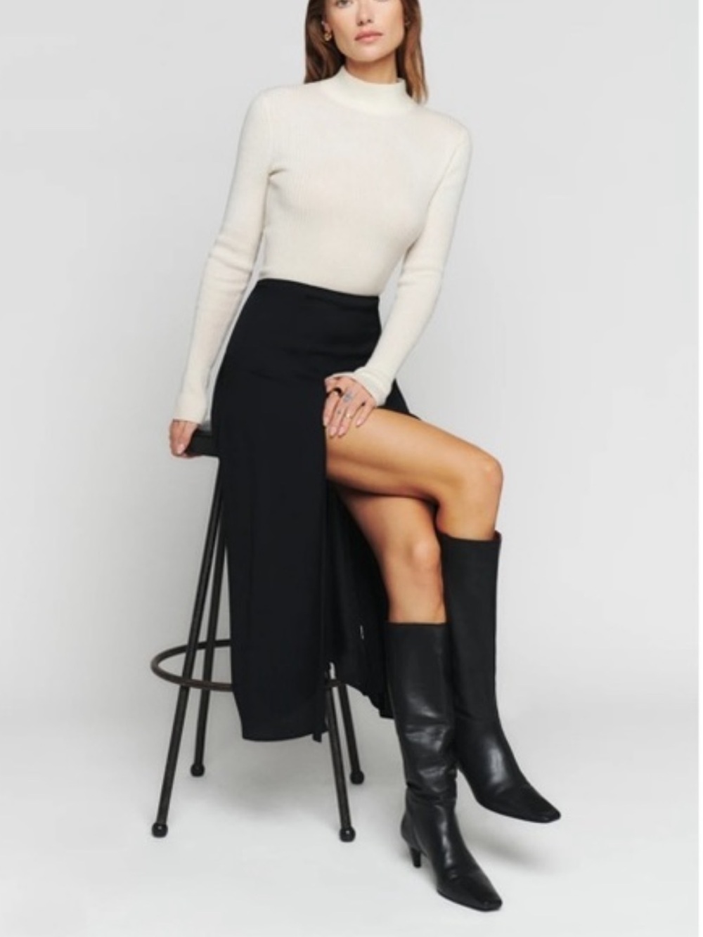 Reformation Black Zoe Skirt